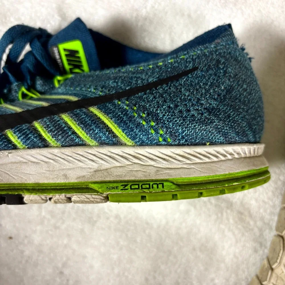 Nike Zoom Flyknit Streak 835994-400 Mens US 9.5 Shoes Blue‎ Black Green Sneakers